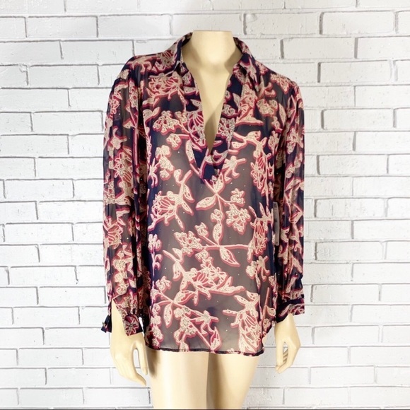 Zara Women’s Studded Flower Print Blouse - Picture 2 of 5